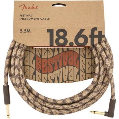 Fender Fender - Festival Hemp - Instrument Cable - 18.6'ft - RA/ST - Brown Stripe Fender Fender - Festival Hemp - Instrument Cable - 18.6'ft - RA/ST - Brown Stripe
