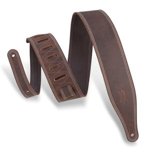 Levy's Leathers Levy's - Butter Double Stitch - 2.5" Wide Garment Leather Guitar Strap -  M17BDS-DBR