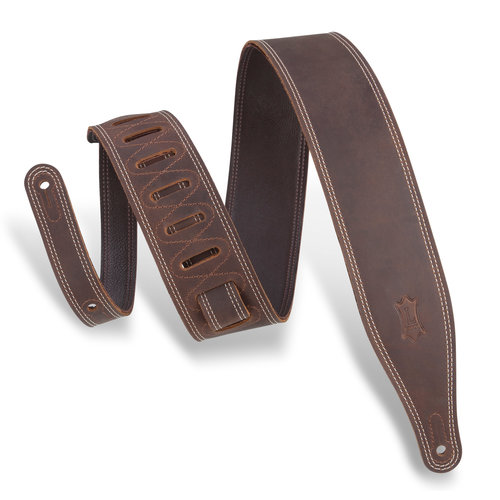 Levy's Leathers Levy's - Butter Double Stitch - 2.5" Wide Garment Leather Guitar Strap - M17BDS-DBR Levy's Leathers Levy's - Butter Double Stitch - 2.5" Wide Garment Leather Guitar Strap - M17BDS-DBR