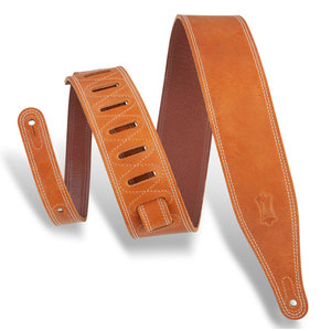 Levy's Leathers Levy's - Butter Double Stitch - 2.5" Wide Garment Leather Guitar Strap -  M17BDS-TAN