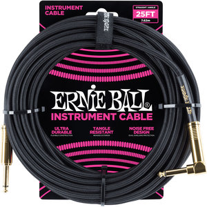 Ernie Ball Ernie Ball - Instrument Cable - 25ft -  Straight/Angle - Braided Black