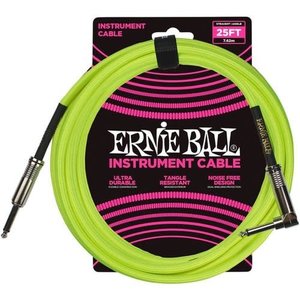 Ernie Ball Ernie Ball - Braided - Instrument Cable - ST/RA - 25ft - Neon Yellow