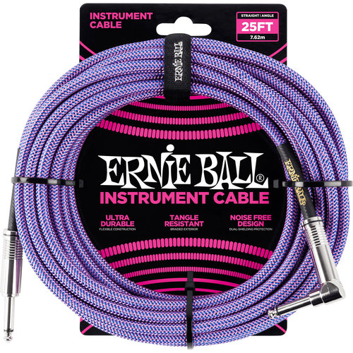 Ernie Ball Ernie Ball - Braided - Instrument Cable - ST/RA - 25ft - Purple Ernie Ball Ernie Ball - Braided - Instrument Cable - ST/RA - 25ft - Purple