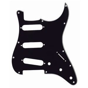 Allparts Allparts - Stratocaster Pickguard - SSS - 3-Ply - 11- Hole - Black