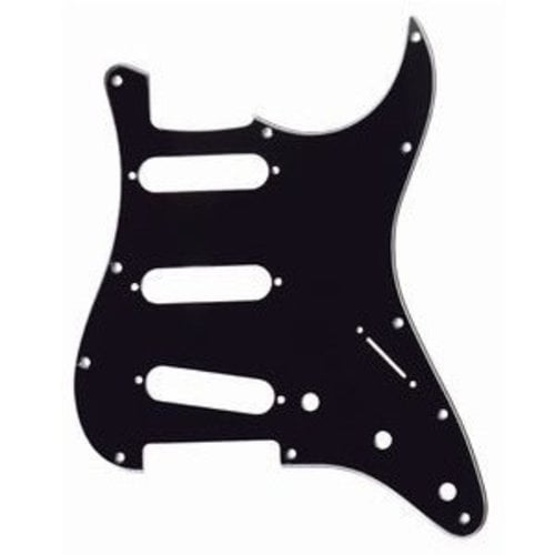 Allparts Allparts - Stratocaster Pickguard - SSS - 3-Ply - 11- Hole - Black