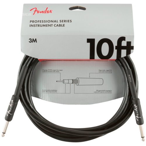 Fender Fender - Professional - Instrument Cable - 10'ft - ST/ST - Black Fender Fender - Professional - Instrument Cable - 10'ft - ST/ST - Black