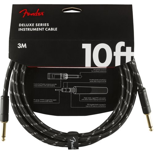 Fender Fender - Deluxe - Instrument Cable - 10'ft - ST/ST - Black Tweed Fender Fender - Deluxe - Instrument Cable - 10'ft - ST/ST - Black Tweed