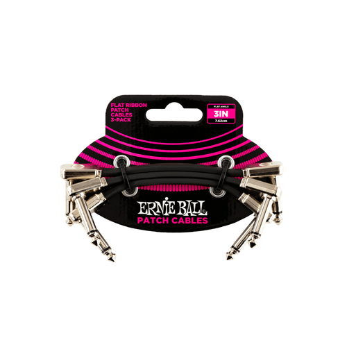 Ernie Ball Ernie Ball - 3" Flat Ribbon - Patch Cable - 3 Pack - Black Ernie Ball Ernie Ball - 3" Flat Ribbon - Patch Cable - 3 Pack - Black