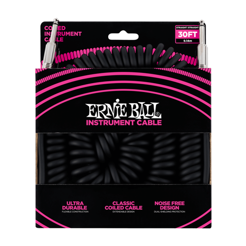 Ernie Ball Ernie Ball - Coiled Ultraflex - Instrument Cable - ST/ST - 30ft - Black Ernie Ball Ernie Ball - Coiled Ultraflex - Instrument Cable - ST/ST - 30ft - Black