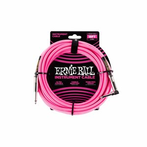 Ernie Ball Ernie Ball - Instrument Cable - 18ft - ST/RA - Braided Neon Pink