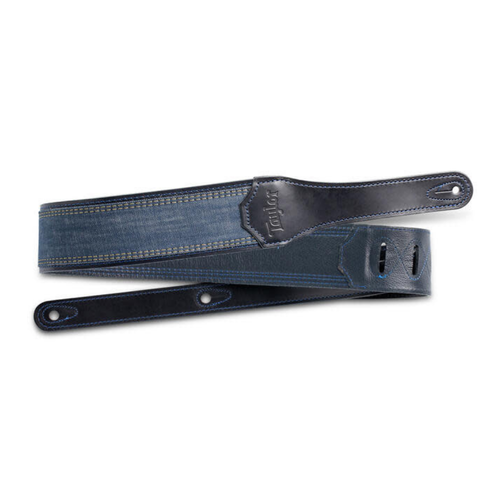 Taylor Guitars Taylor - Blue Denim - Guitar Strap -  Leather Edges 2.5" - Embossed Logo - Navy