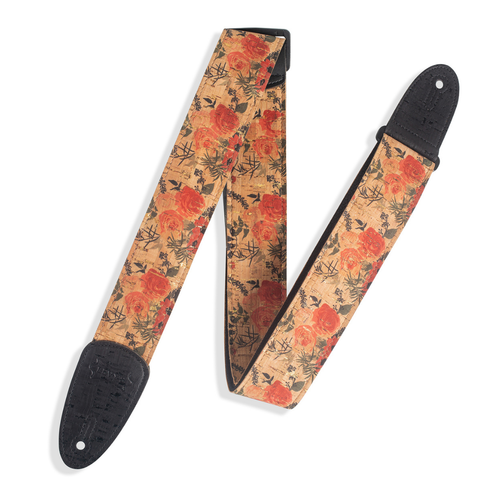 Levy's Leathers Levy's - 2" Wide Vegan Friendly Natural Cork Guitar Strap With Wildflower Print - MX8-001 Levy's Leathers Levy's - 2" Wide Vegan Friendly Natural Cork Guitar Strap With Wildflower Print - MX8-001