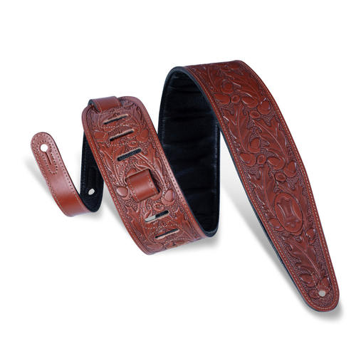 Taylor Guitars Levy´s -  3"Padded Veg-tan Leather Guitar Strap Tooled - PM44T01-WAL