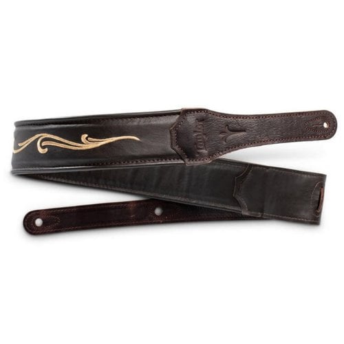 Taylor Guitars Taylor - Embroidered Leather 2.5" - Guitar Strap - Chocolate Brown