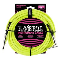 Ernie Ball - Braided - Instrument Cable - ST/RA - 10ft - Neon Yellow