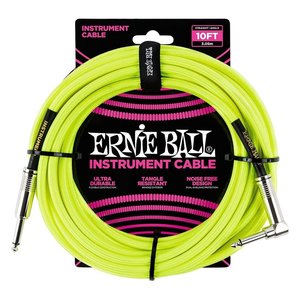 Ernie Ball Ernie Ball - Braided - Instrument Cable - ST/RA - 10ft - Neon Yellow