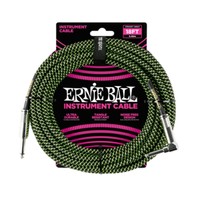Ernie Ball - Instrument Cable - 18ft -  ST/RA - Braided Black Green