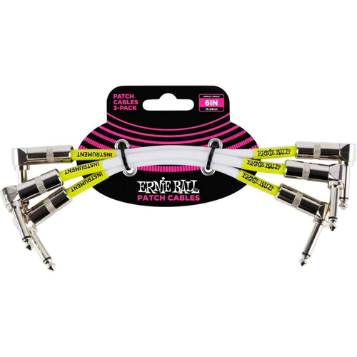 Ernie Ball Ernie Ball - 6" Angle / Angle - Patch Cable - 3 Pack - White Ernie Ball Ernie Ball - 6" Angle / Angle - Patch Cable - 3 Pack - White