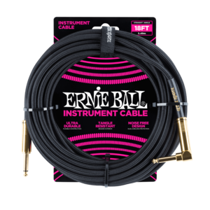 Ernie Ball Ernie Ball - Instrument Cable - 18ft -  ST/RA - Braided - Black w/Gold Connectors
