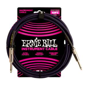 Ernie Ball Ernie Ball - Braided - Instrument Cable - ST/ST - 10ft - Purple/Black
