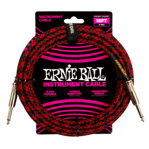 Ernie Ball Ernie Ball - Braided - Instrument Cable - ST/ST - 18ft - Red/Black Ernie Ball Ernie Ball - Braided - Instrument Cable - ST/ST - 18ft - Red/Black
