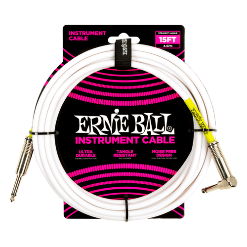Ernie Ball Ernie Ball - Classic - Instrument Cable - ST/RA - 15ft - White Ernie Ball Ernie Ball - Classic - Instrument Cable - ST/RA - 15ft - White