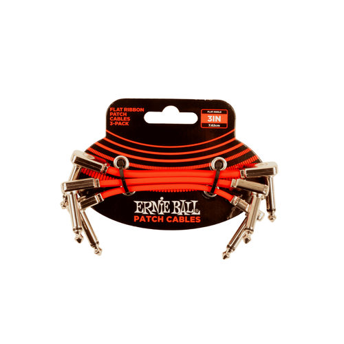 Ernie Ball Ernie Ball - 3" Flat Ribbon - Patch Cable - 3 Pack - Red