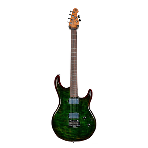 Ernie Ball Music Man Ernie Ball - Music Man Luke III HH Electric Guitar - Roasted Rosewood Neck - Luscious Green Flame w/ Hard- Shell Case