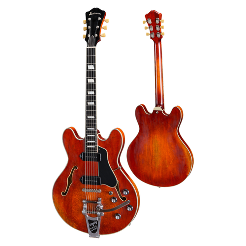 Eastman Eastman - T64/v - Thinline Lollar P90 Hollowbody Electric Guitar - w/Bigsby - w/ Hardshell Case - Antique Classic