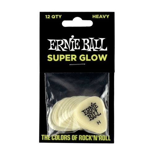 Ernie Ball Ernie Ball - Cellulose Guitar Picks - Heavy Super Glow - 12 Pack