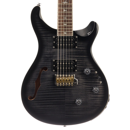 PRS PRS SE - Custom 24 - Semi-Hollow Piezo - Charcoal Burst - Maple Neck - HH - w/ Gigbag