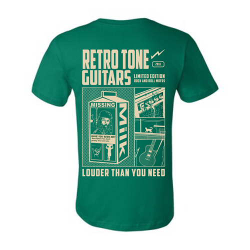 Retro Tone Guitars - T-Shirt - Milkbox - Green Retro Tone Guitars - T-Shirt - Milkbox - Green