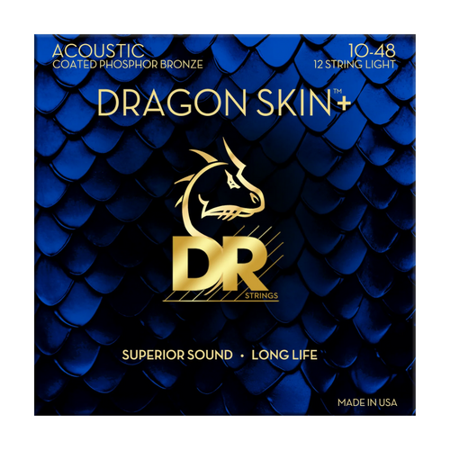 DR Strings - Dragon Skin - 12 String Extra Light Acoustic Phosphor Bronze Strings - 10-48