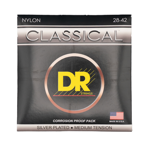 DR Strings - Medium Silver Plated Nylon Classical Guitar Strings DR Strings - Medium Silver Plated Nylon Classical Guitar Strings