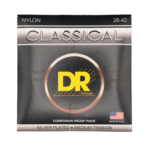DR Strings - Medium Silver Plated Nylon Classical Guitar Strings