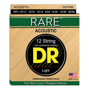 DR Strings - 12 String Extra Light Acoustic Rare Phosphor Bronze Strings - 10-48