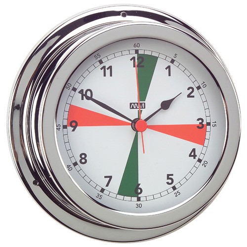 Radio Room Clock With Red Green Radio Silence Zones Chrome Plated Brass 120mm 862488