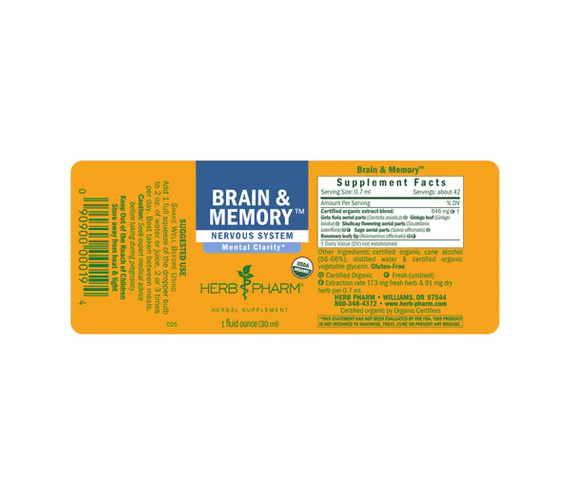 Herb Pharm Brain & Memory Tonic 1 -fl oz