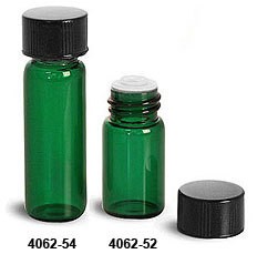 Glass Vial 1 Dram-Green w/orifice reducer