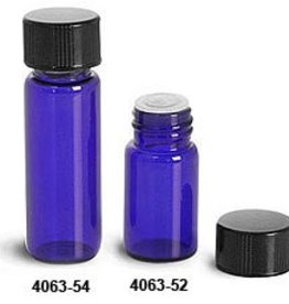 Glass Vial 5/8 Dram-Blue w/orifice reducer
