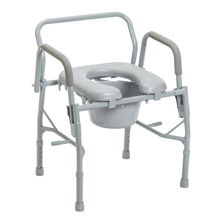 DRIVE MEDICAL DELUXE STEEL DROP-ARM COMMODE WITH PADDED SEAT