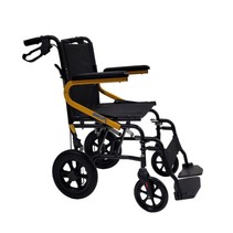 FAUTEUIL DE TRANSPORT 18" AVEC FREINS AUX POIGNEES JAUNE MOBB