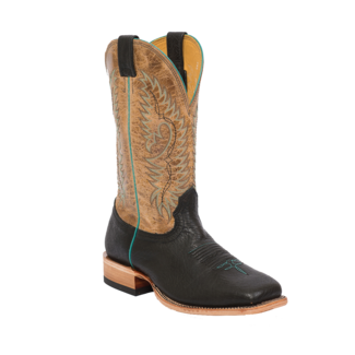 Fenoglio Boot Co. Black Twisted Bullhide w/ Tan Road Fenoglio Boot Co. Black Twisted Bullhide w/ Tan Road