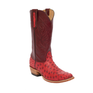 Fenoglio Boot Co. Red Full Quill Ostrich w/ Burgundy Upholstery Fenoglio Boot Co. Red Full Quill Ostrich w/ Burgundy Upholstery