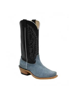 Fenoglio Boot Co. Carolina Blue Roughout w/ Black Glazed Goat