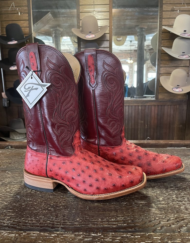 Fenoglio Boot Co. Red Full Quill w/ Burg Upholstery