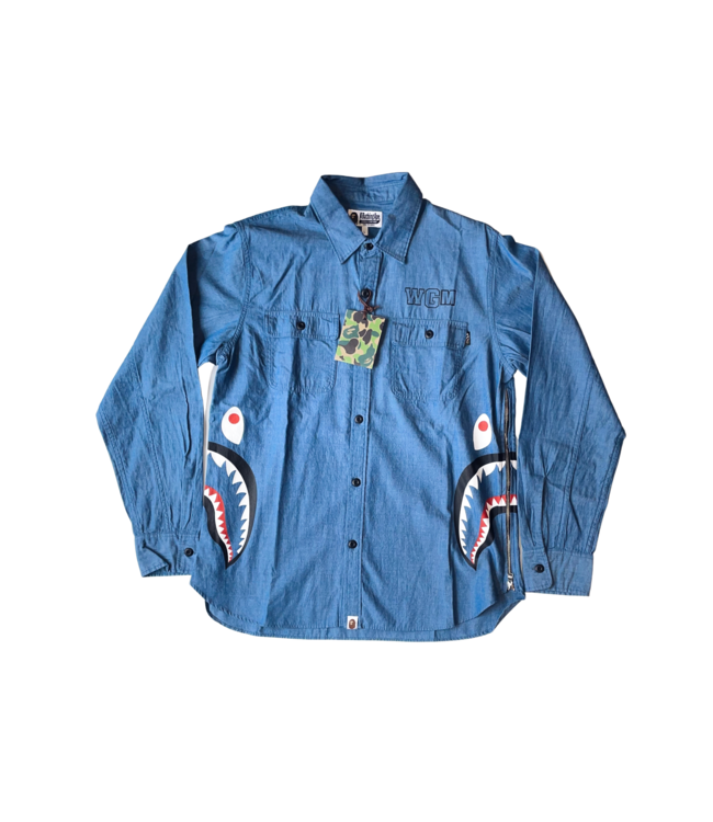 BAPE BAPE Side Zip Shark Button Up Indigo