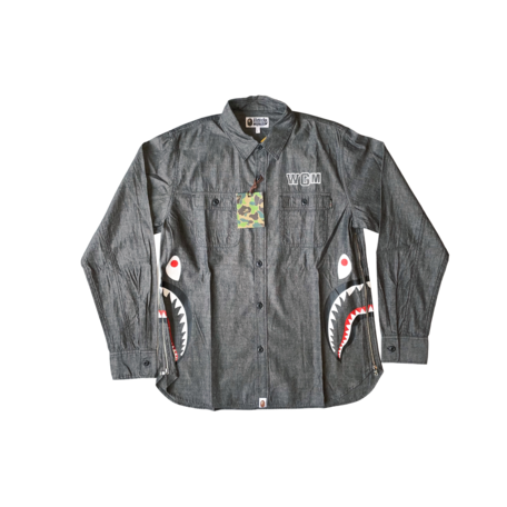 BAPE Side Zip Shark Button Up Black