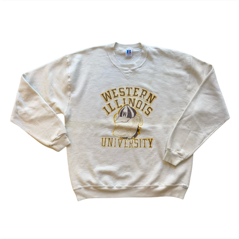 VIntage J Western Illinois Crewneck Cream Large