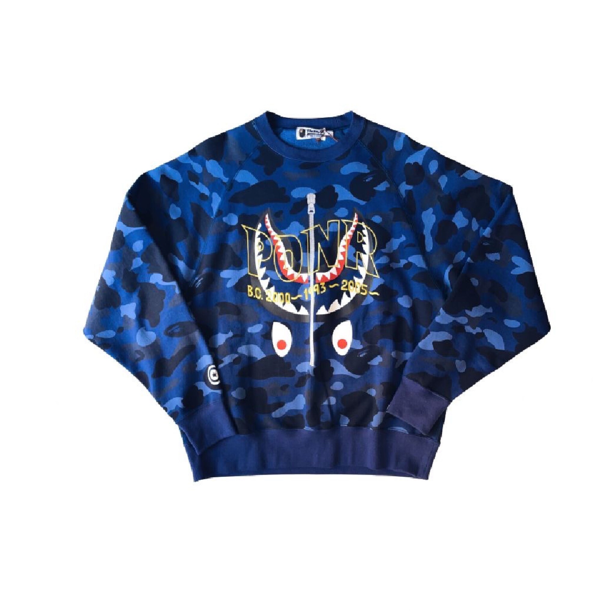 BAPE Navy Camo Shark Crew Jugrnaut